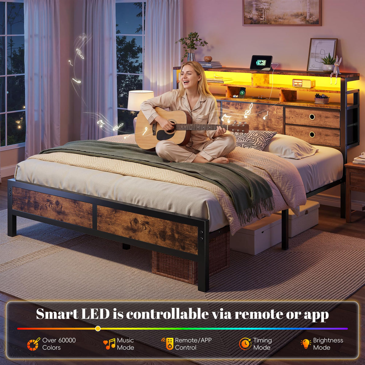 Queen Bed Frame with 4 Drawers I257