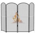 Black Metal Foldable 4-Panel Fireplace Screen G1761